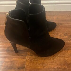Zara  booties with zipper in the back . Front is Suede and leather in the back.